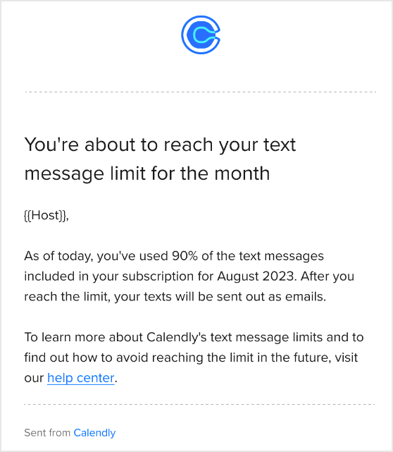 SMS limits and your Calendly subscription – Help Center