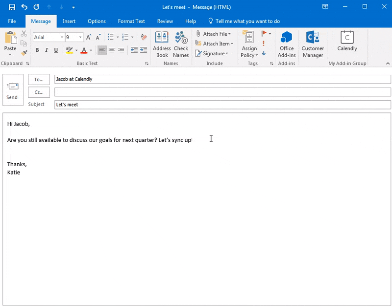 calendy email signature microsoft outlook