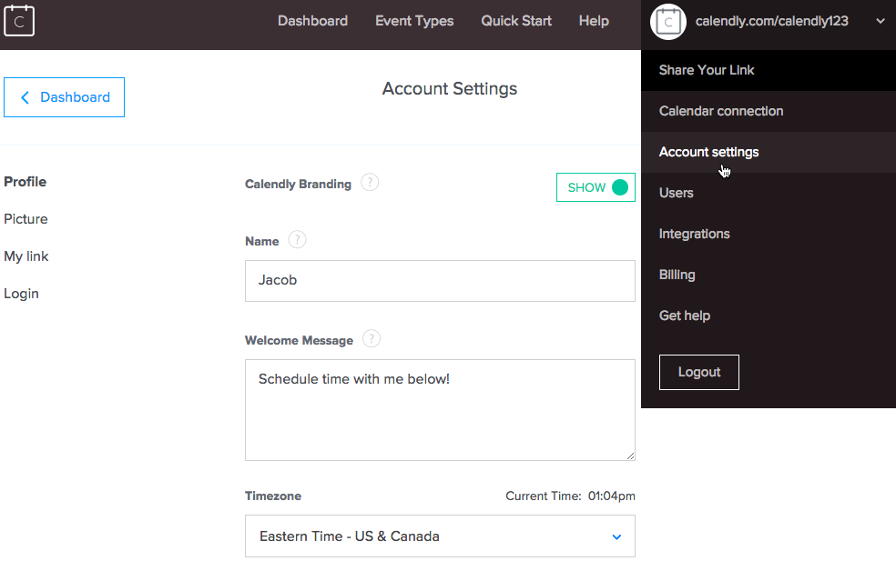 Manage your account settings Help Center Calendly