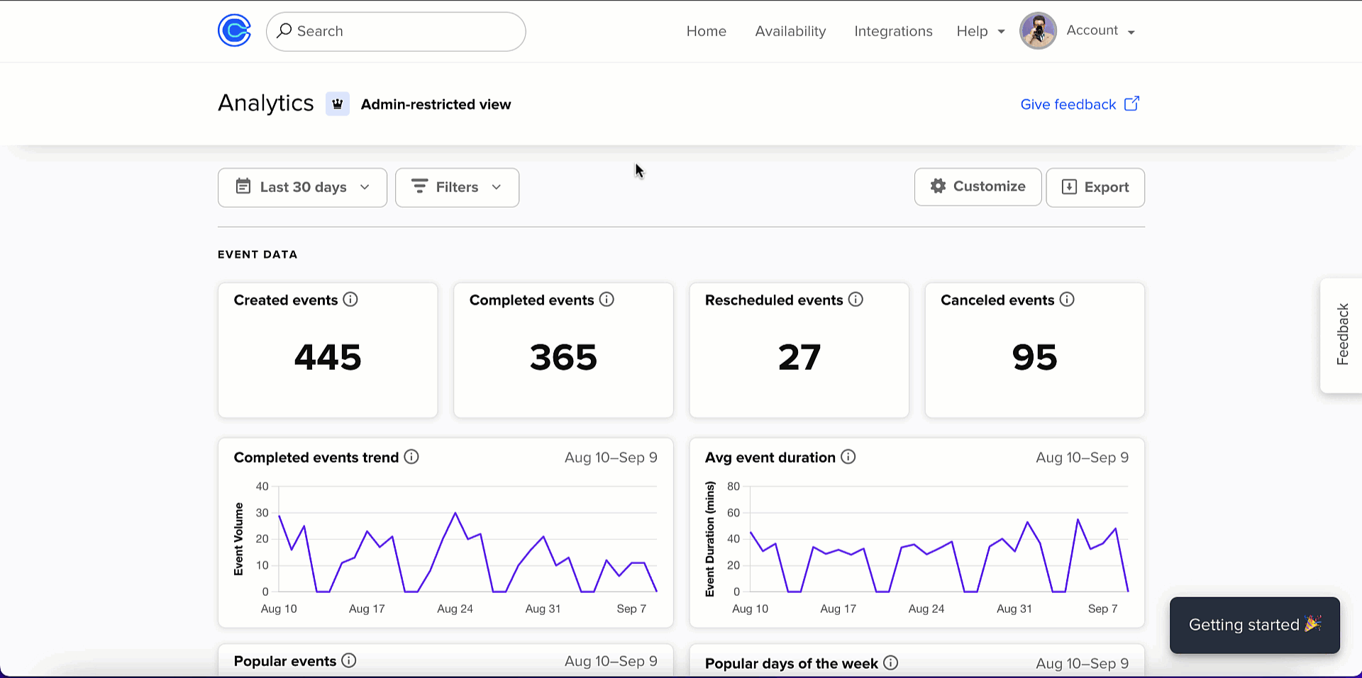 Calendly analytics Help Center